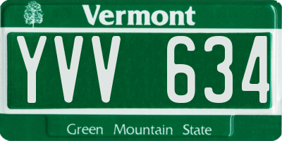 VT license plate YVV634