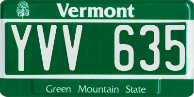 VT license plate YVV635