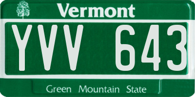VT license plate YVV643