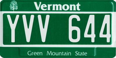 VT license plate YVV644