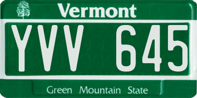 VT license plate YVV645