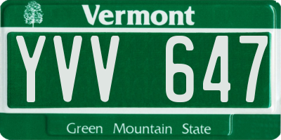 VT license plate YVV647