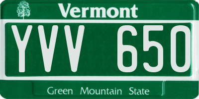 VT license plate YVV650