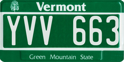VT license plate YVV663