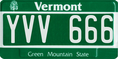 VT license plate YVV666