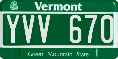 VT license plate YVV670