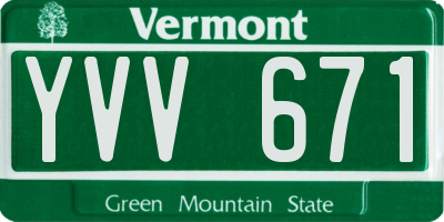 VT license plate YVV671