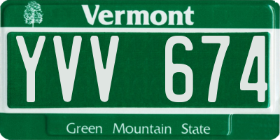 VT license plate YVV674