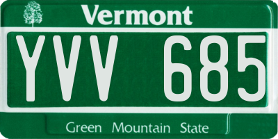 VT license plate YVV685