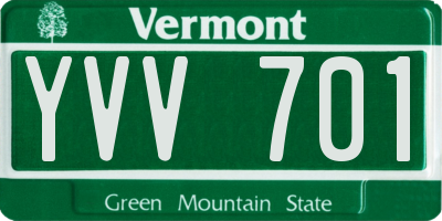 VT license plate YVV701