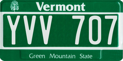 VT license plate YVV707