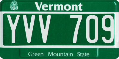 VT license plate YVV709