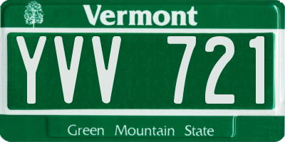 VT license plate YVV721