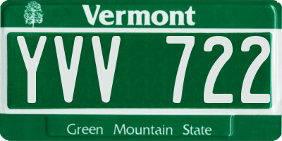 VT license plate YVV722