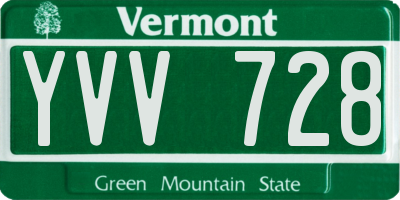VT license plate YVV728