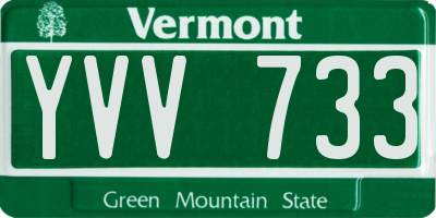 VT license plate YVV733