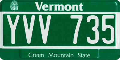 VT license plate YVV735