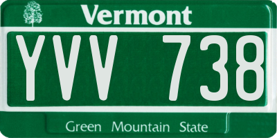 VT license plate YVV738