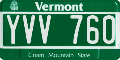VT license plate YVV760