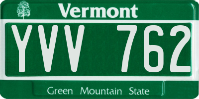 VT license plate YVV762