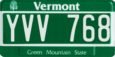 VT license plate YVV768