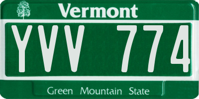 VT license plate YVV774