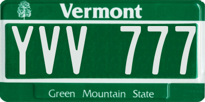 VT license plate YVV777