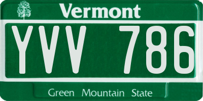 VT license plate YVV786