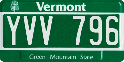 VT license plate YVV796