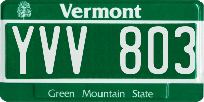 VT license plate YVV803
