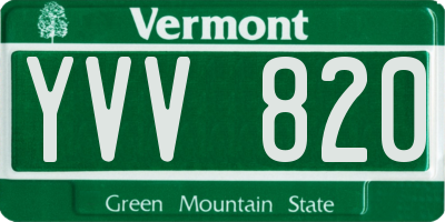 VT license plate YVV820