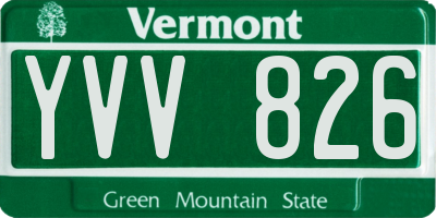 VT license plate YVV826