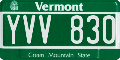 VT license plate YVV830