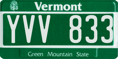 VT license plate YVV833