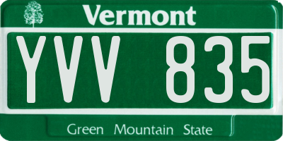 VT license plate YVV835