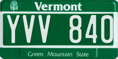 VT license plate YVV840