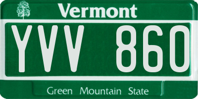 VT license plate YVV860