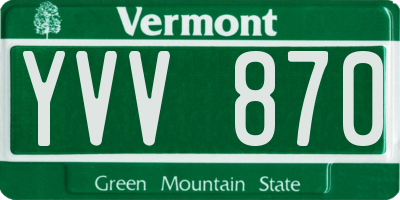 VT license plate YVV870
