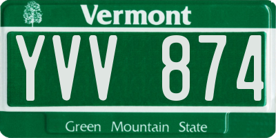 VT license plate YVV874