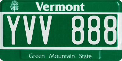VT license plate YVV888