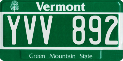 VT license plate YVV892