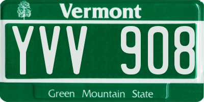 VT license plate YVV908