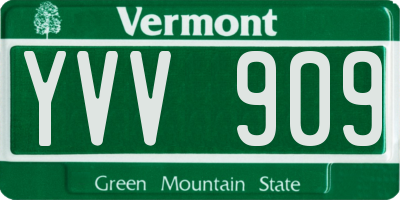 VT license plate YVV909