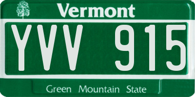 VT license plate YVV915