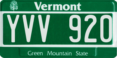 VT license plate YVV920