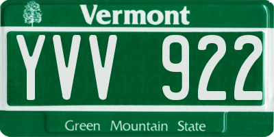 VT license plate YVV922