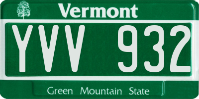 VT license plate YVV932