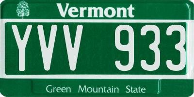 VT license plate YVV933