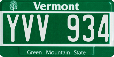 VT license plate YVV934