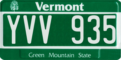 VT license plate YVV935